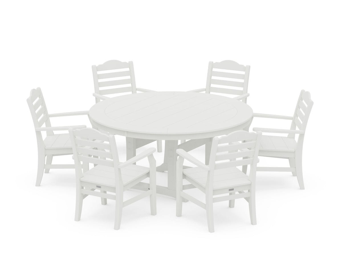 POLYWOOD Savannah 7-Piece Arm Chair Round Dining Set in Vintage White