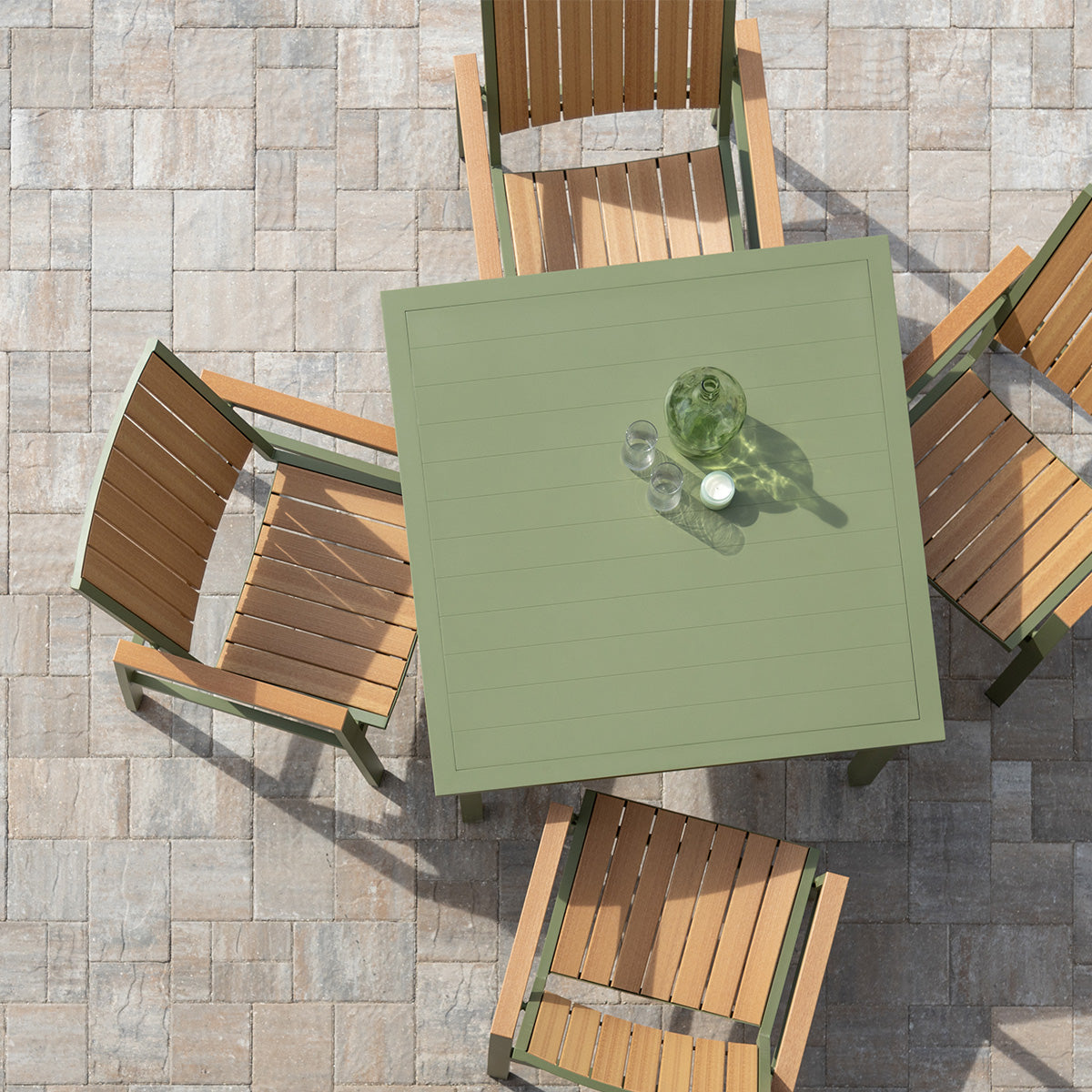 Berlin Gardens Vida 44" Square Table - Aluminum Top, lifestyle photo 1