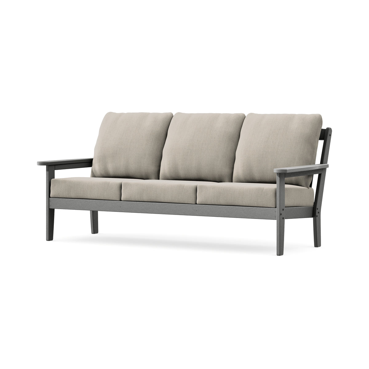 POLYWOOD Cottage Deep Seating Sofa in Slate Grey / Cast Ash