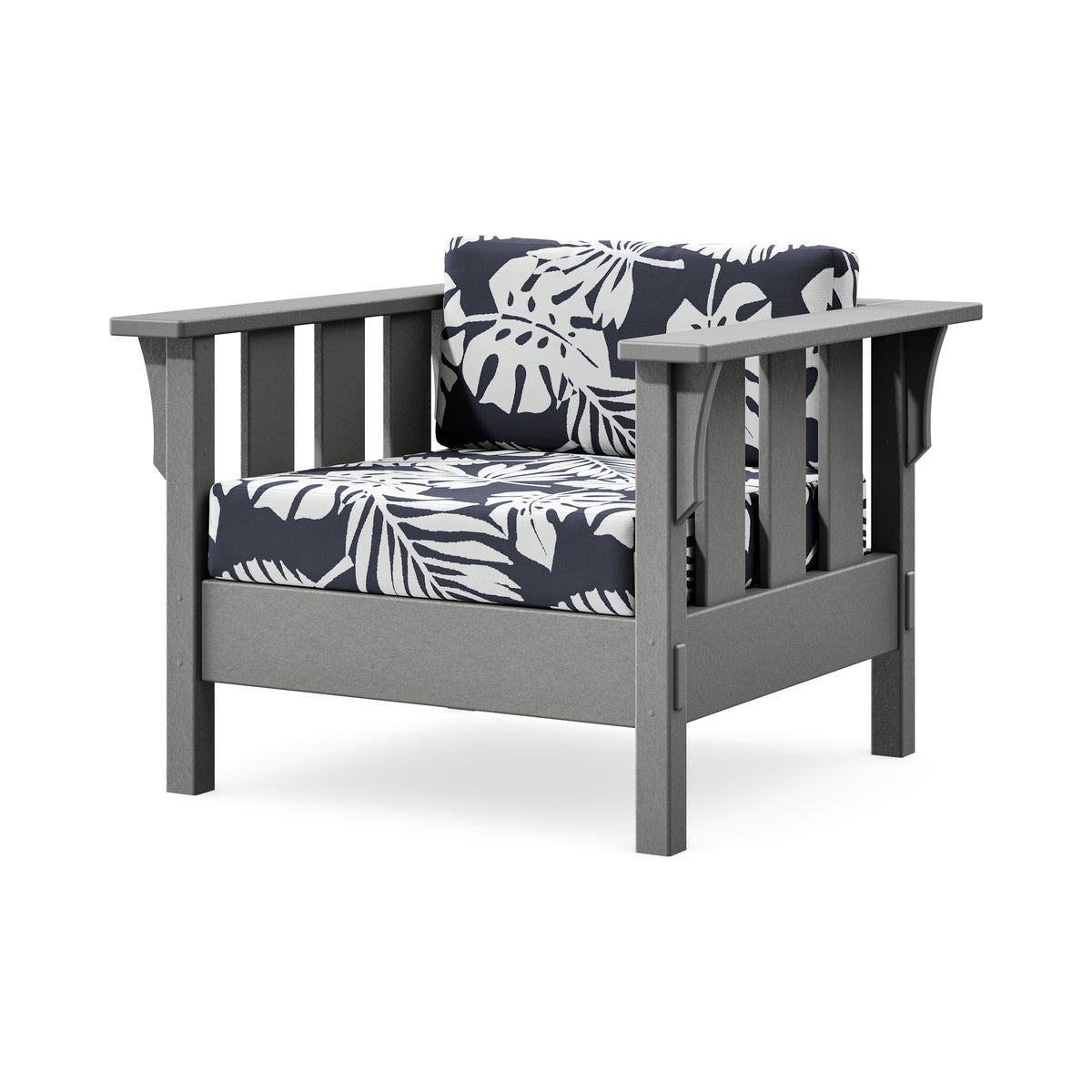POLYWOOD Acadia Deep Seating Chair in Slate Grey / Leaf Navy