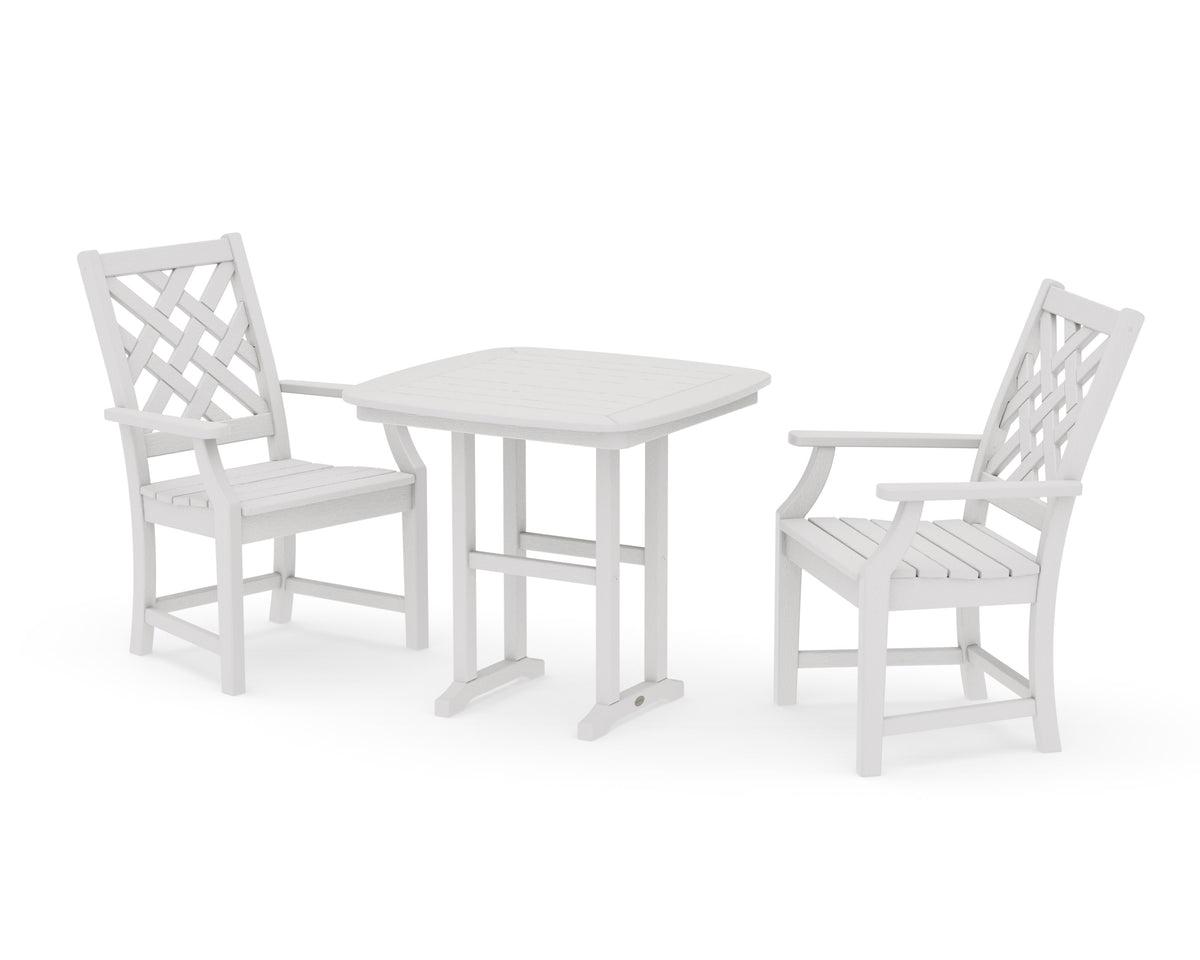 POLYWOOD Wovendale 3-Piece Dining Set in Vintage White