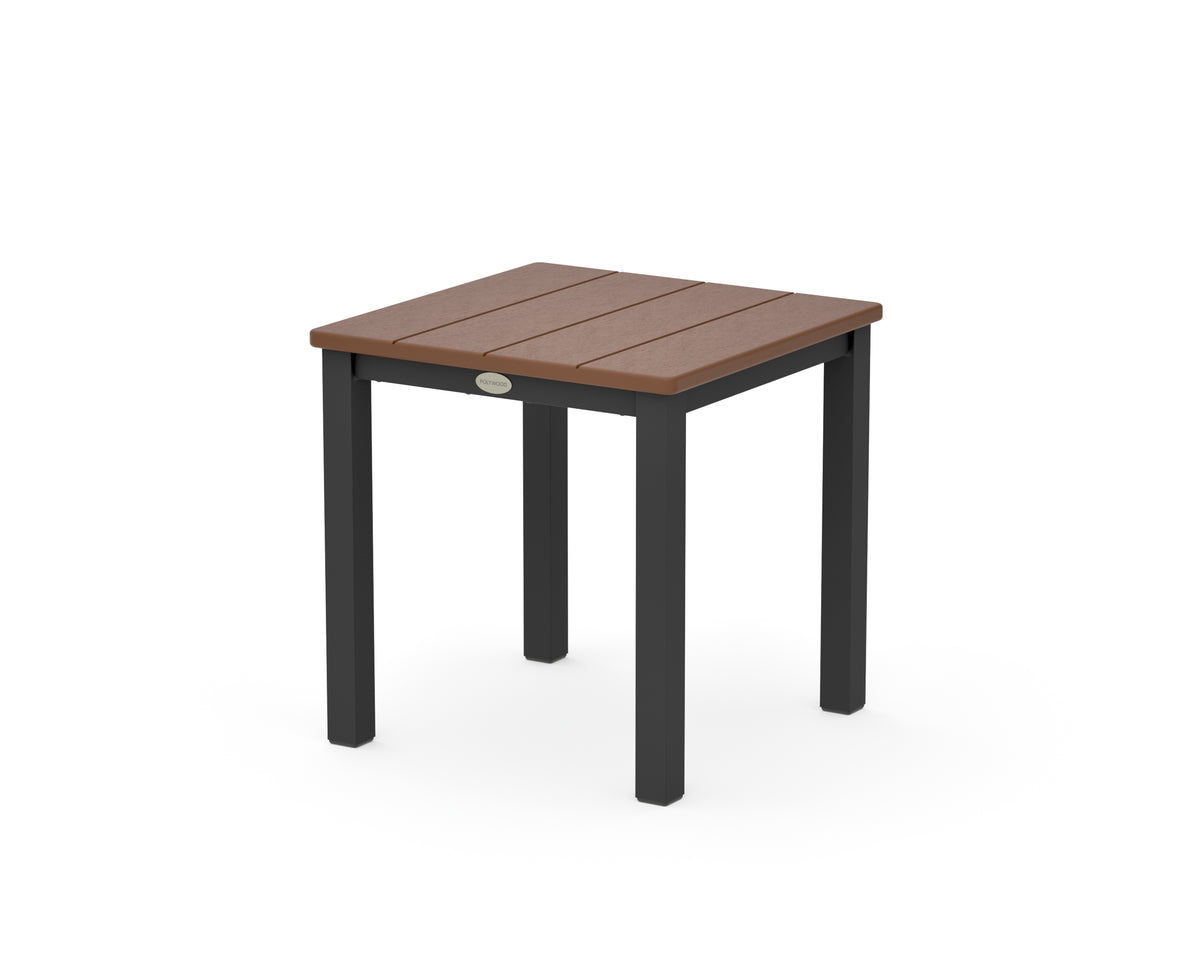 POLYWOOD Main Street 18" Side Table in Black / Teak