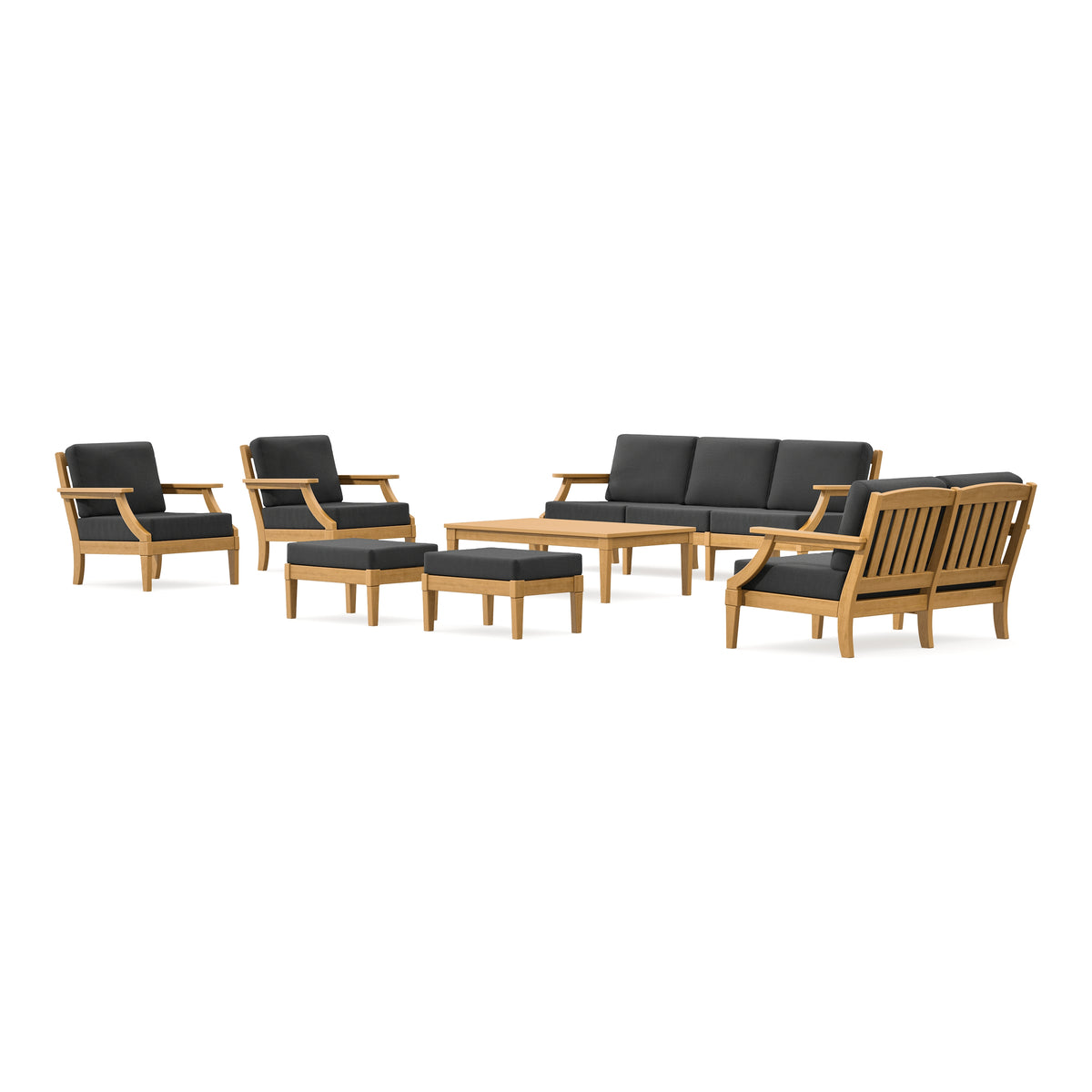 POLYWOOD PW Designer Series Estate 7-Piece Lounge Sofa Set in Natural / Spectrum Carbon