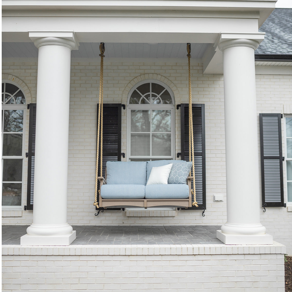 Berlin Gardens Classic Terrace Loveseat Swing, lifestyle photo 1