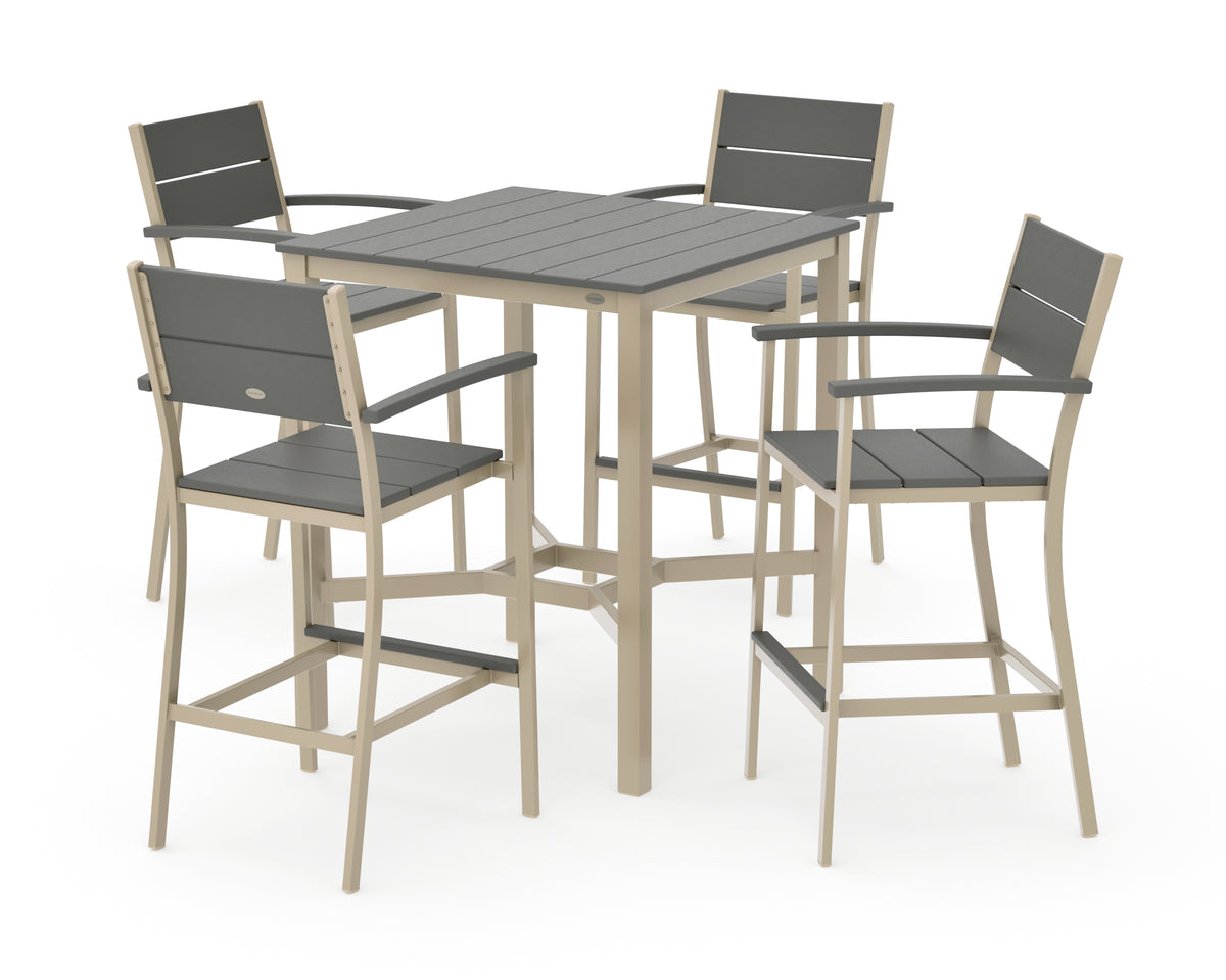 POLYWOOD Main Street 5-Piece Bar Set in Sand / Slate Grey