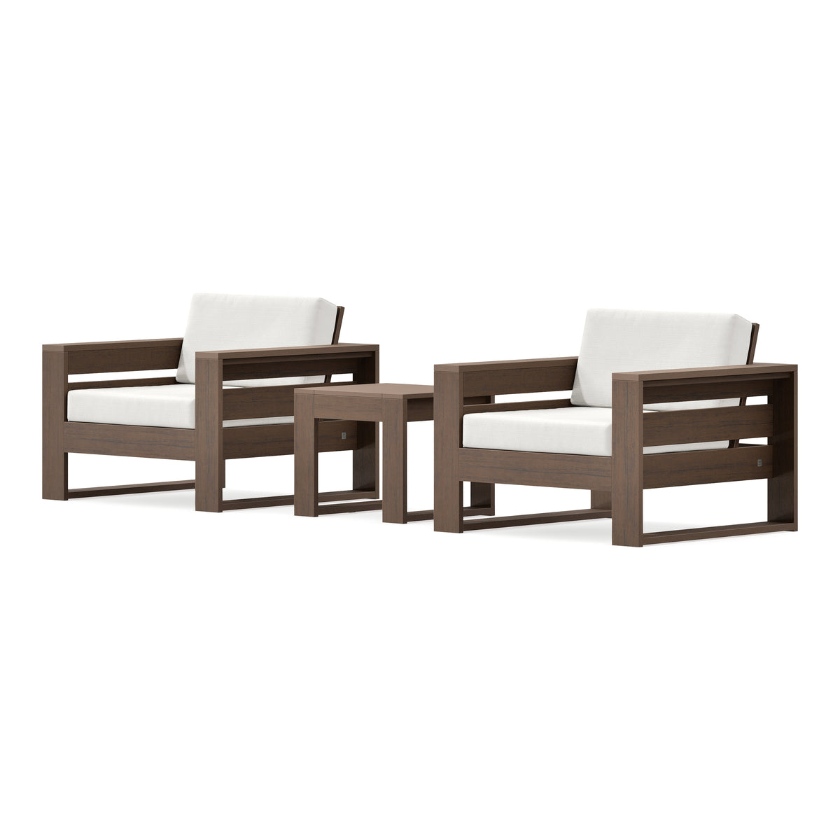 POLYWOOD PW Designer Series Latitude 3-Piece Lounge Chair Set in Kona / Natural Linen