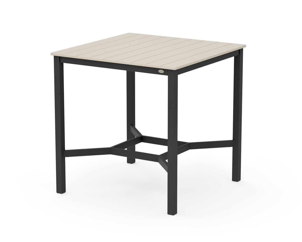 POLYWOOD Main Street 42 x 42 Bar Table in Black / Sand