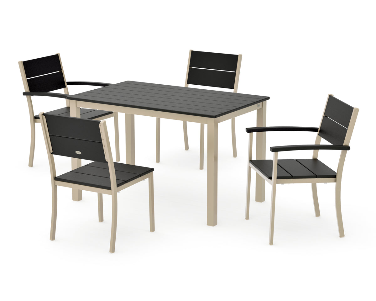 POLYWOOD Main Street 5-Piece Dining Set with Main Street 30 x 48 Dining Table in Sand / Black