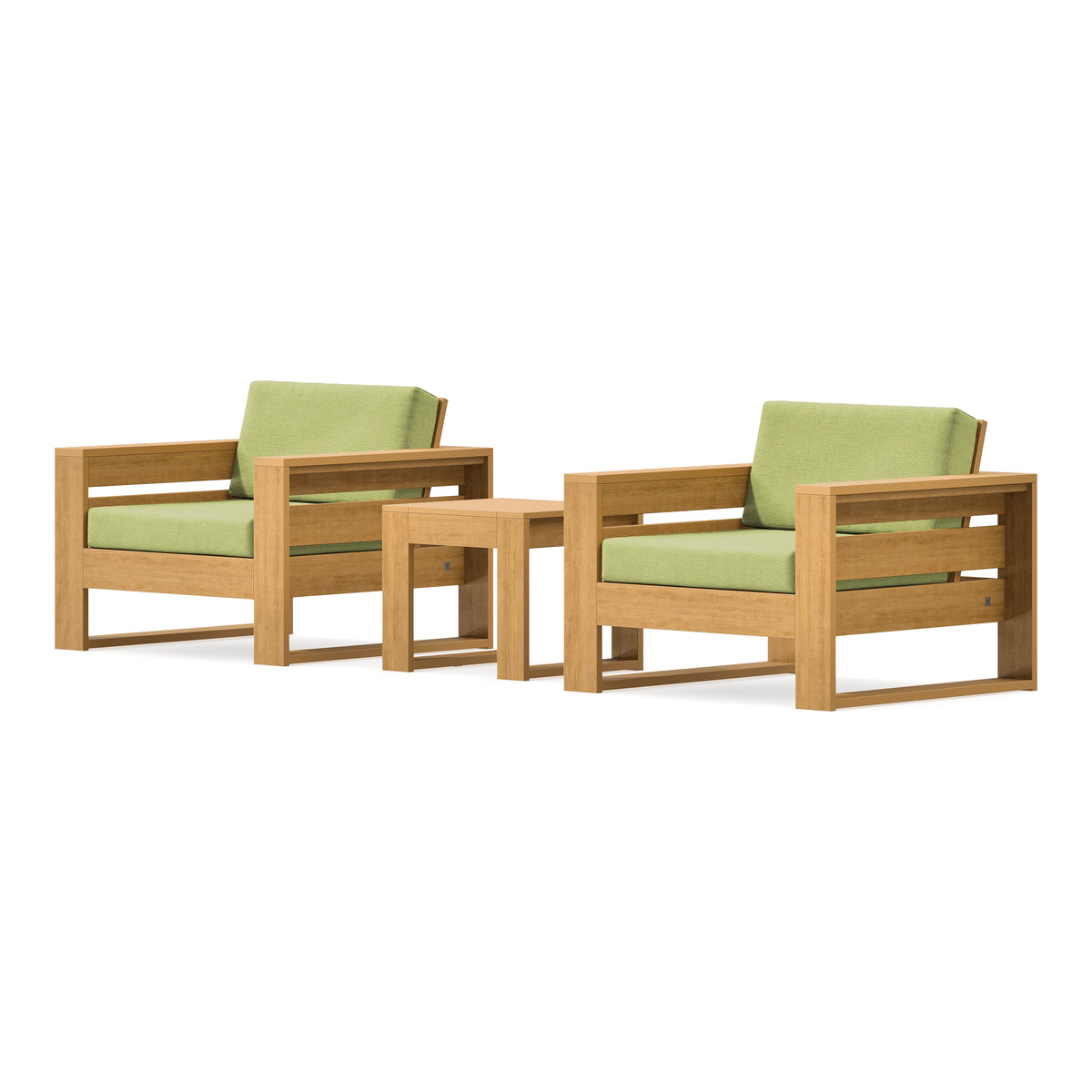 POLYWOOD PW Designer Series Latitude 3-Piece Lounge Chair Set in Natural / Chartreuse Boucle