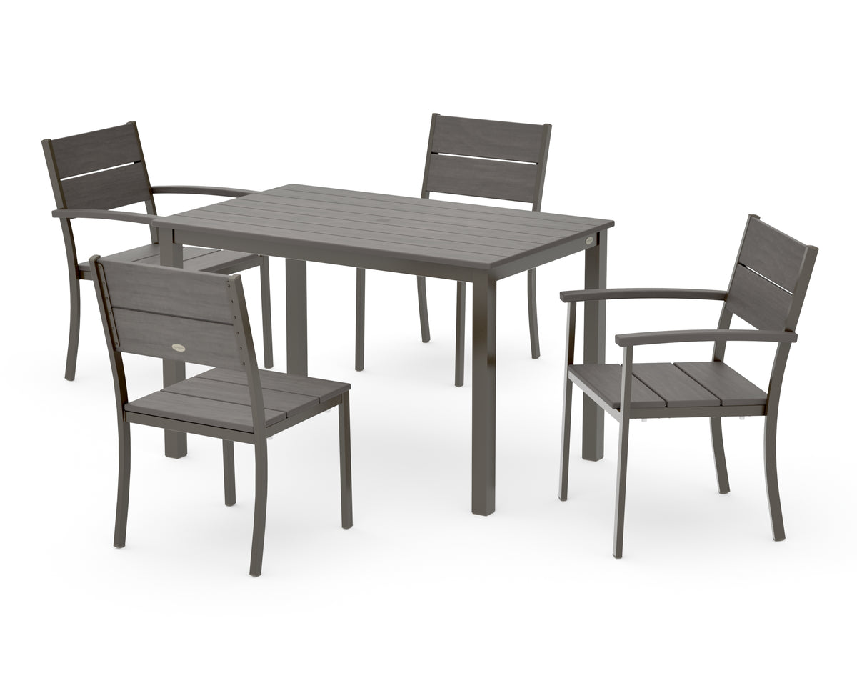POLYWOOD Main Street 5-Piece Dining Set with Main Street 30 x 48 Dining Table in Bronze / Driftwood