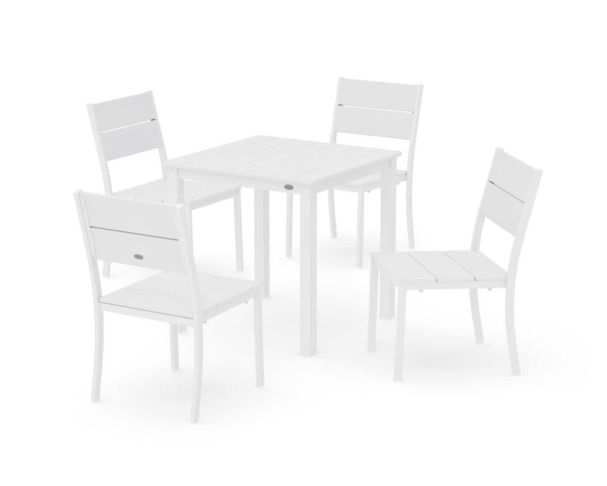 POLYWOOD Main Street 5-Piece Square Dining Set- Small in White / White