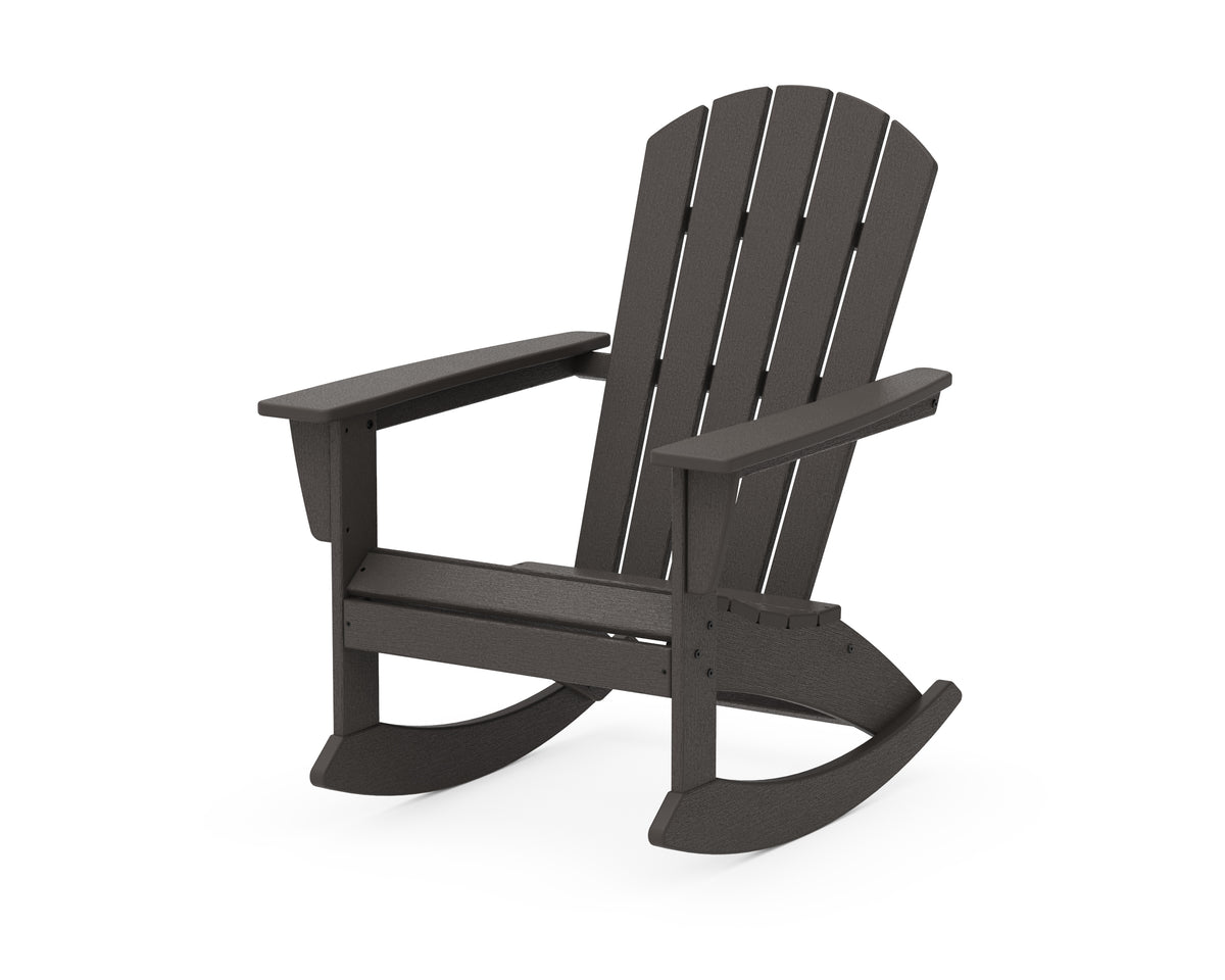 POLYWOOD Nautical Adirondack Rocking Chair in Vintage Coffee