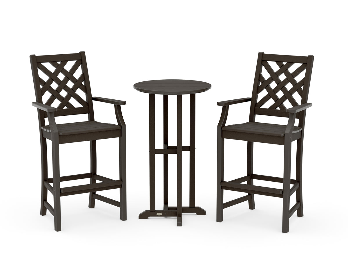 POLYWOOD Country Living Wovendale 3-Piece Farmhouse Bar Set in Vintage Coffee