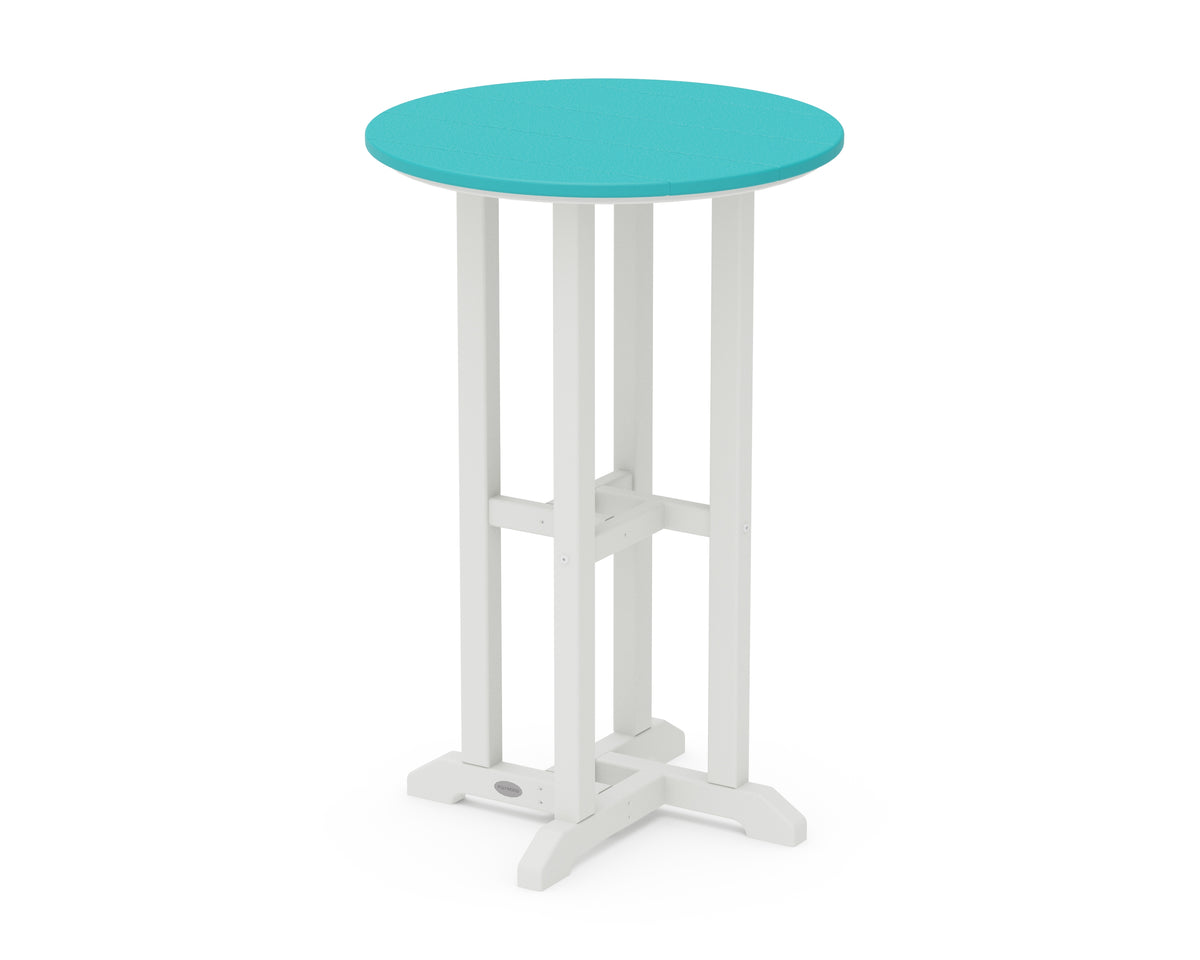 POLYWOOD Contempo 24" Round Counter Table in White / Aruba