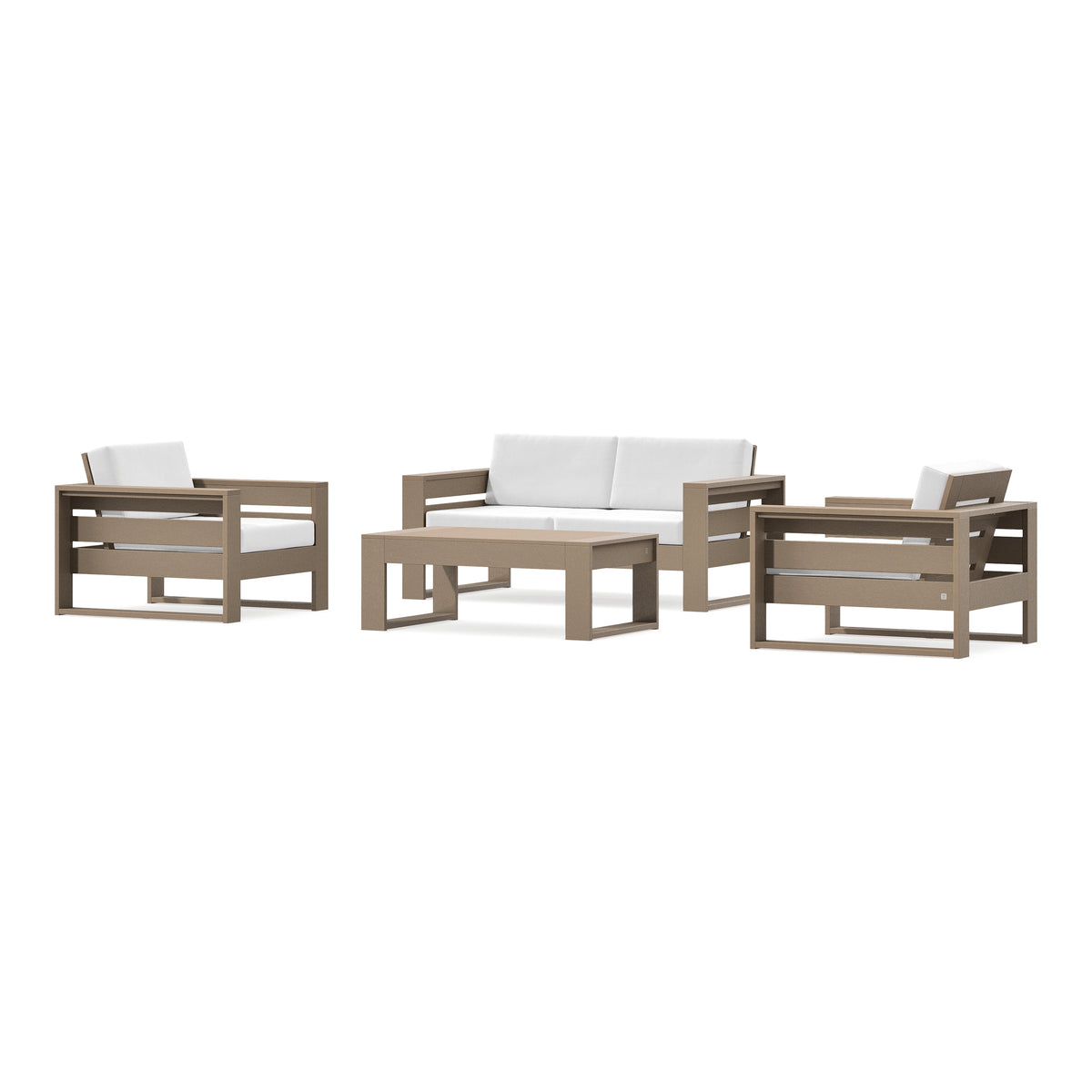 POLYWOOD PW Designer Series Latitude 4-Piece Lounge Loveseat Set in Vintage Sahara / Natural
