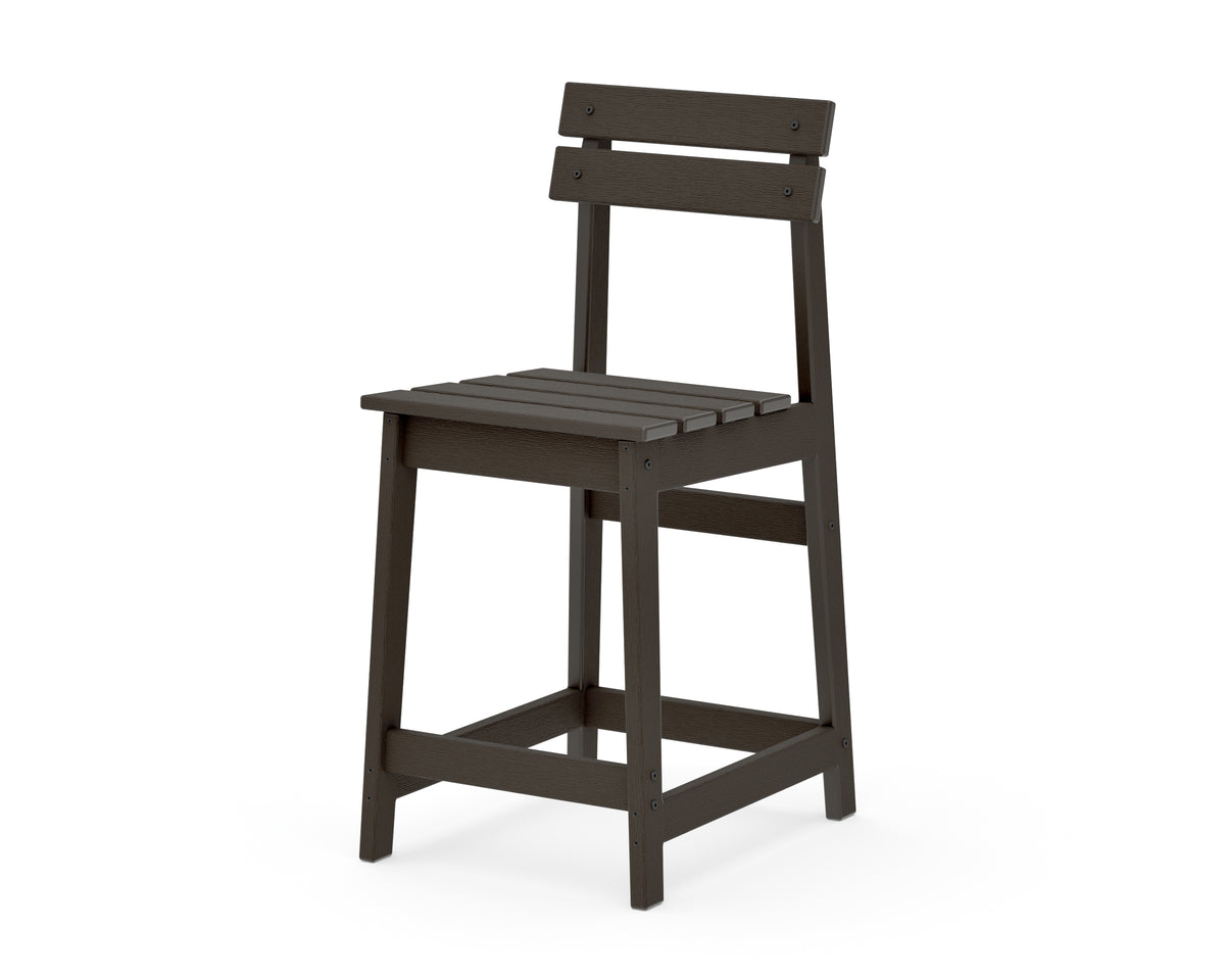 POLYWOOD Modern Studio Plaza Counter Chair in Vintage Coffee