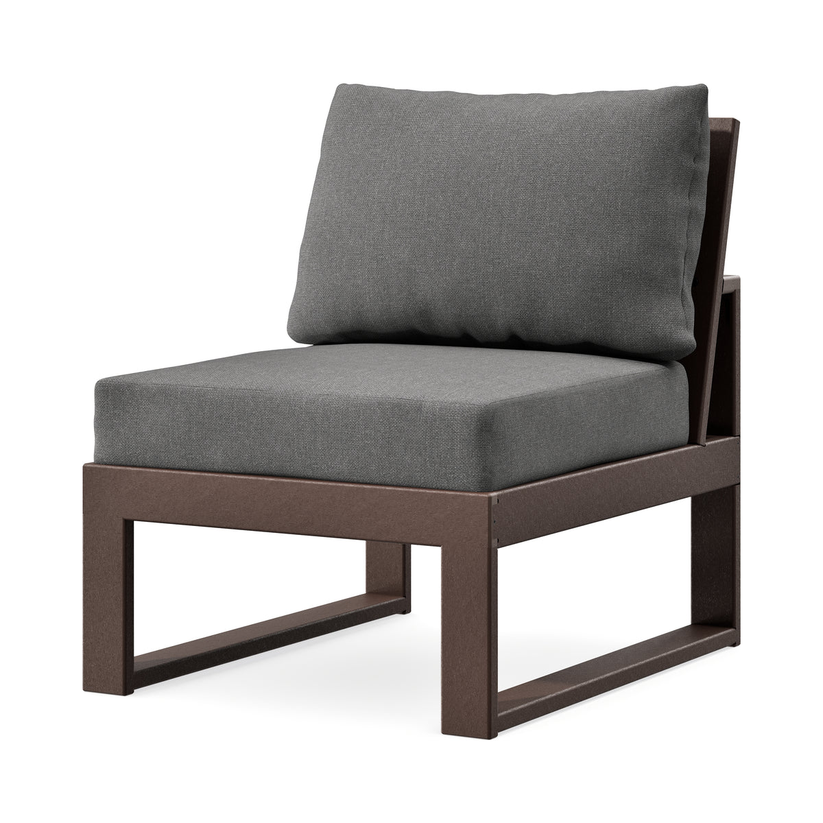 POLYWOOD Modular Armless Chair in Mahogany / Ash Charcoal