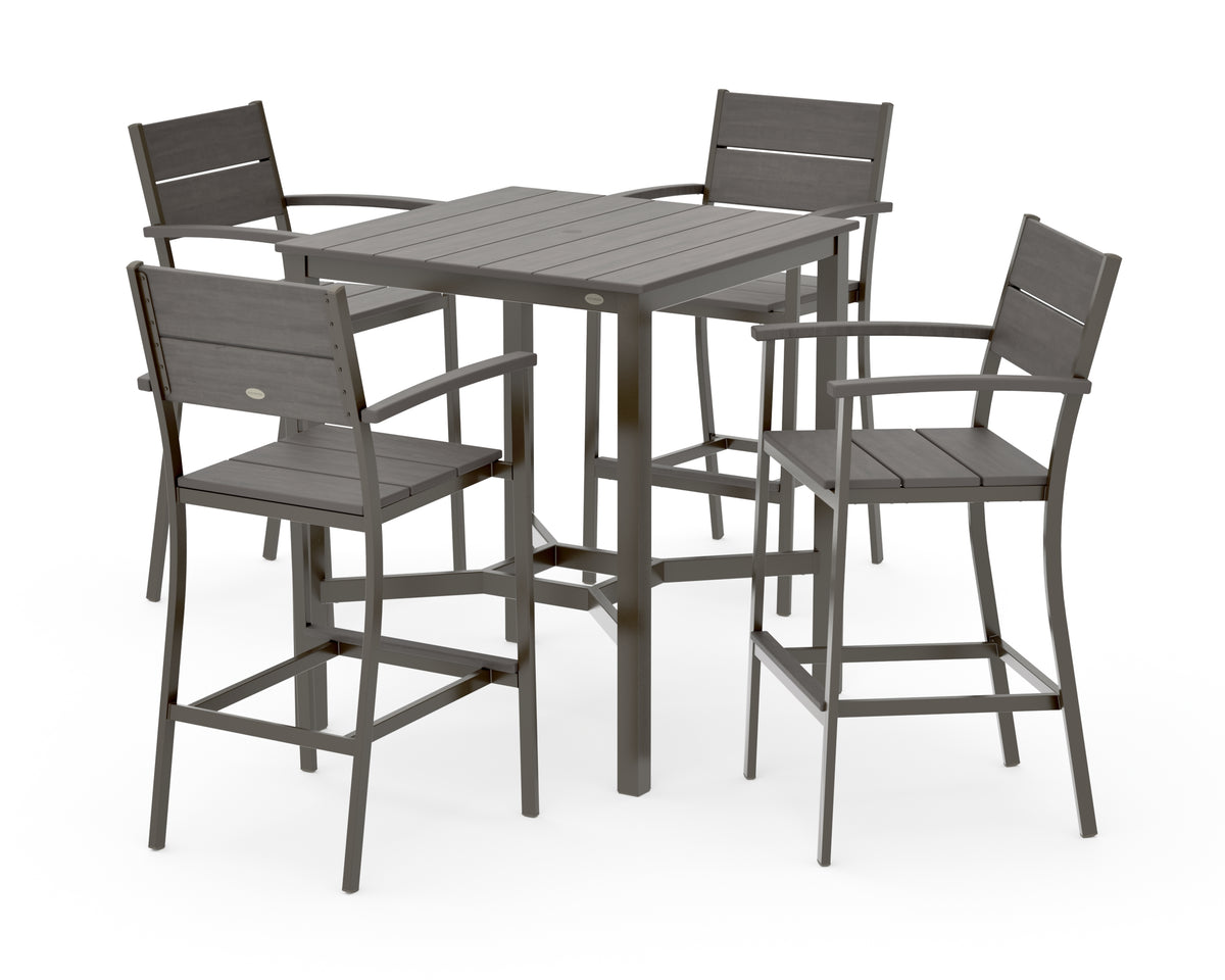 POLYWOOD Main Street 5-Piece Bar Set in Bronze / Driftwood