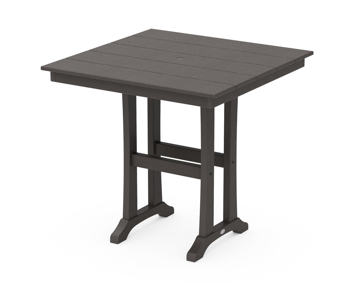 POLYWOOD Farmhouse Trestle 37" Counter Table in Vintage Coffee