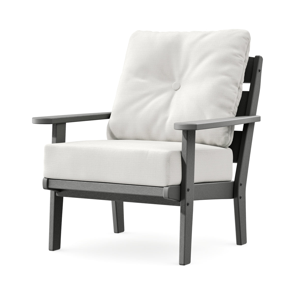 POLYWOOD Lakeside Deep Seating Chair in Slate Grey / Natural Linen