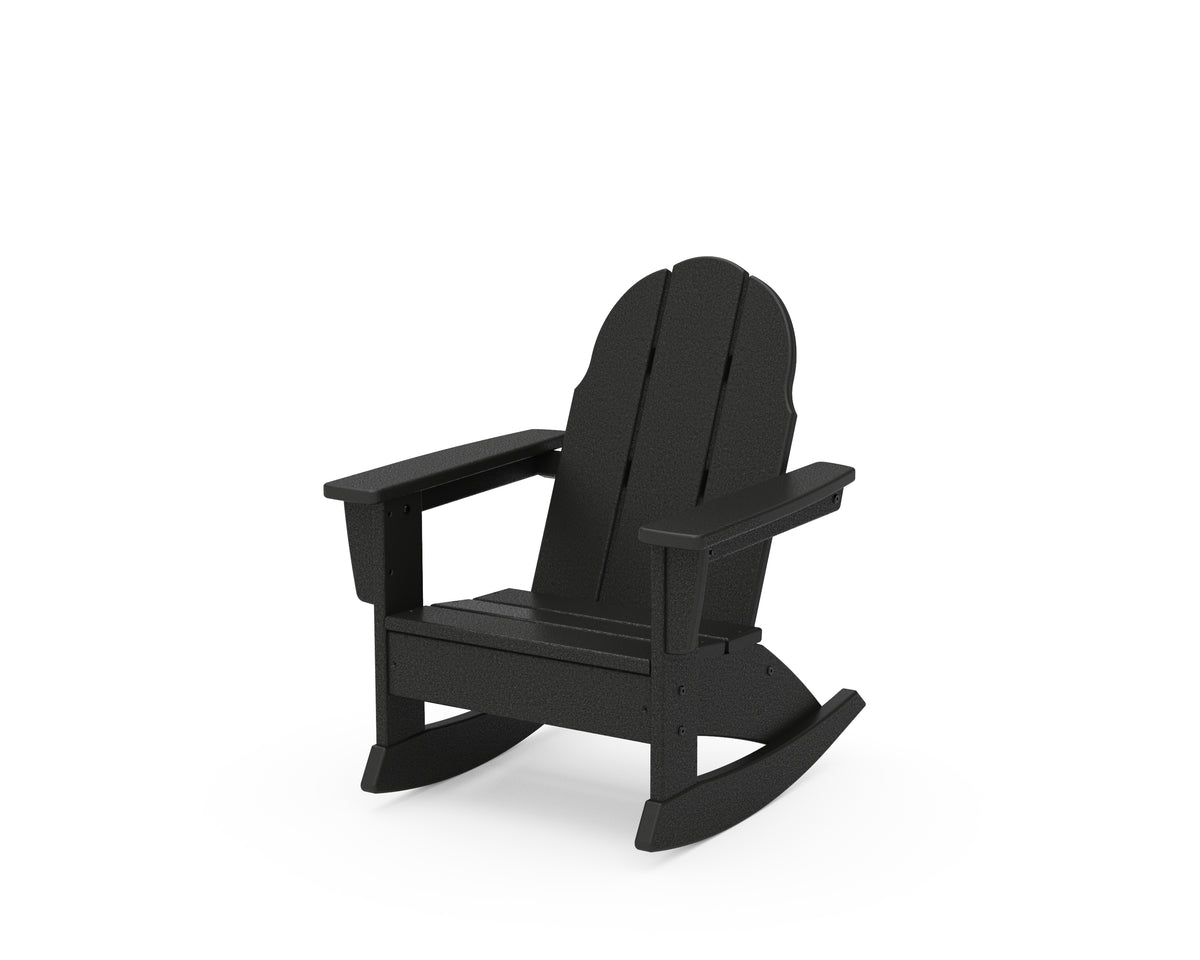 POLYWOOD Kids Vineyard Adirondack Rocking Chair in Black