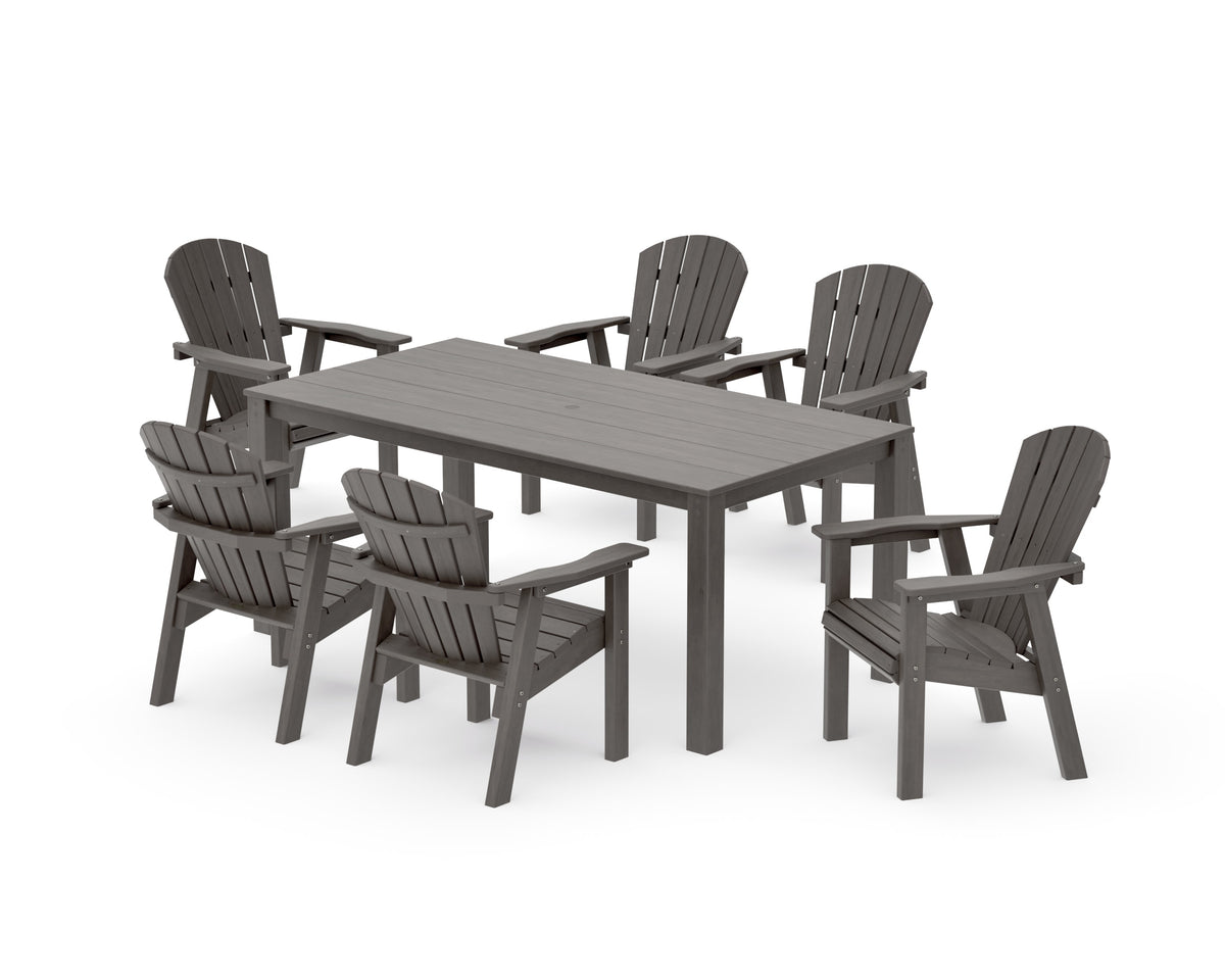 POLYWOOD Seashell 7-Piece Parsons Dining Set in Driftwood