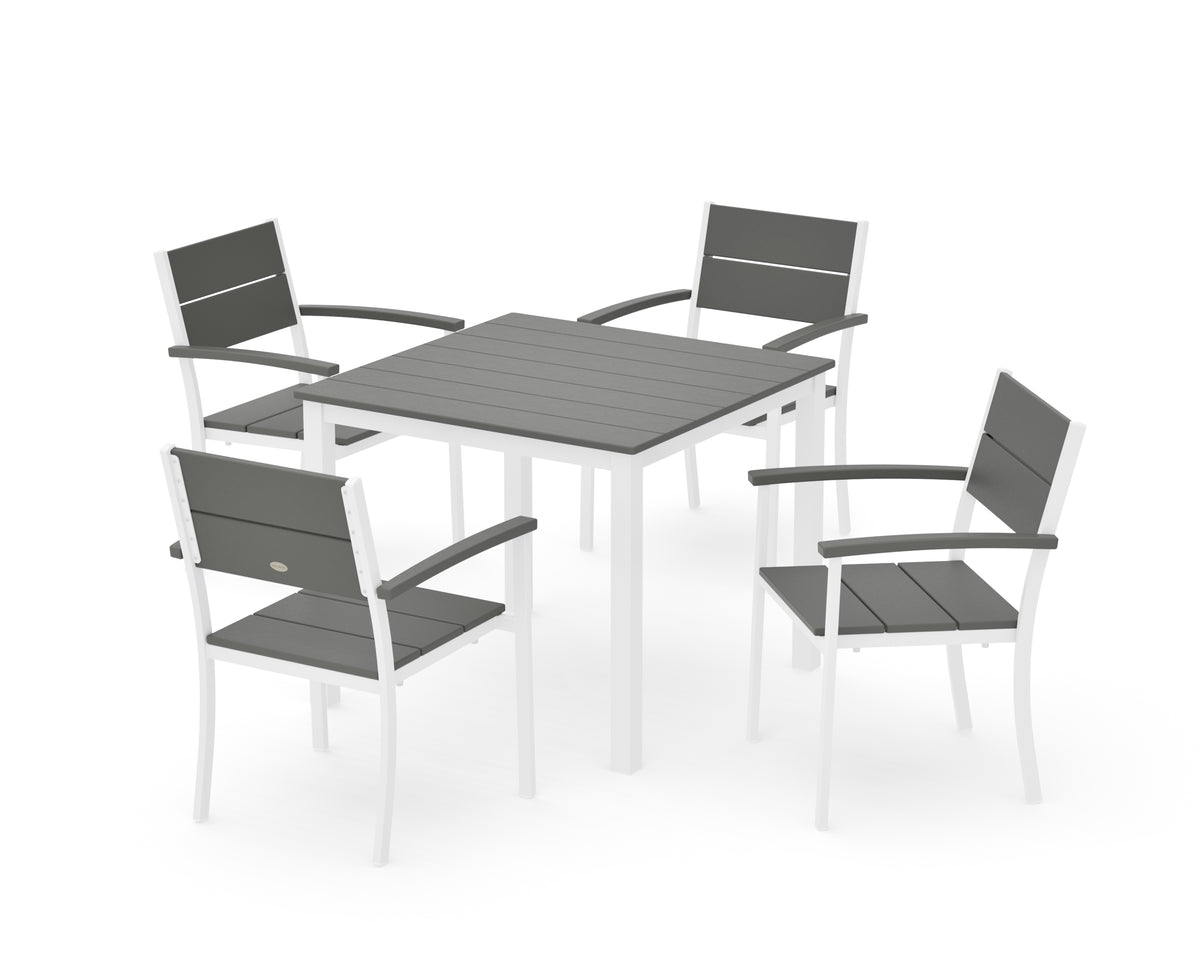 POLYWOOD Main Street 5-Piece Dining Set with Main Street 36" x 36" Dining Table in White / Slate Grey