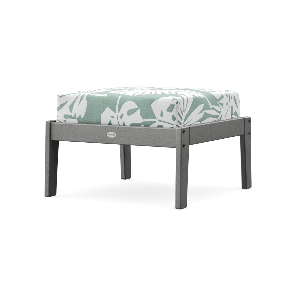 POLYWOOD Lakeside Deep Seating Ottoman in Slate Grey / Leaf Glacier Spa
