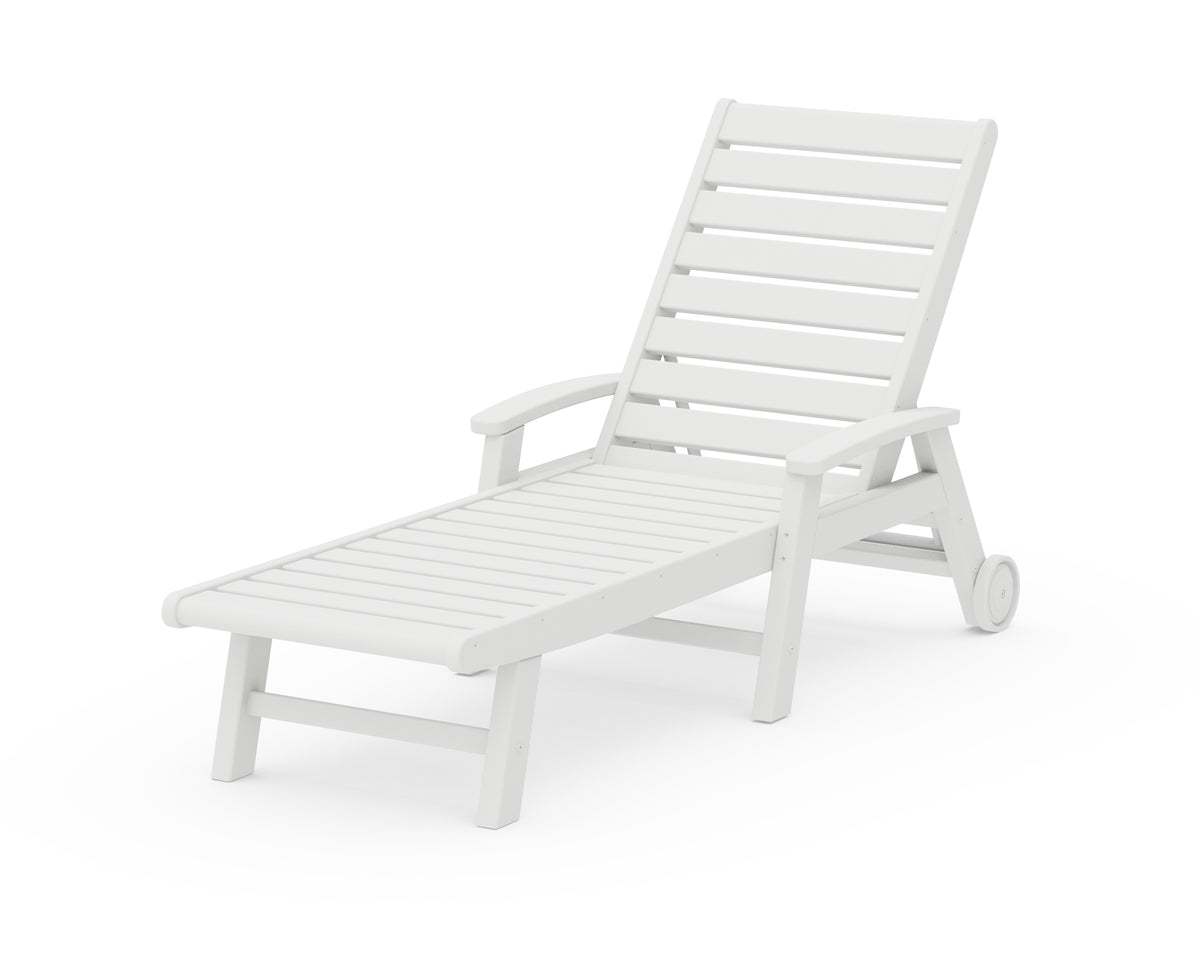 POLYWOOD Signature Chaise with Wheels in White
