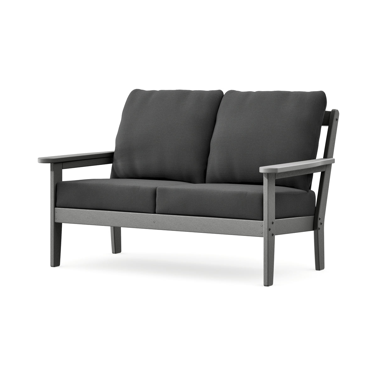 POLYWOOD Cottage Deep Seating Loveseat in Slate Grey / Spectrum Carbon