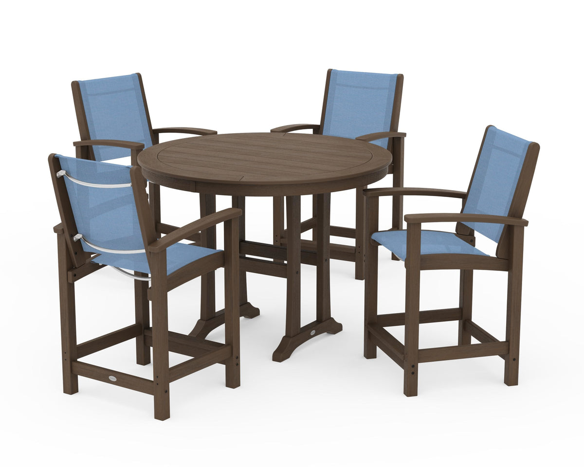 POLYWOOD Coastal 5-Piece Counter Set in Kona / Poolside