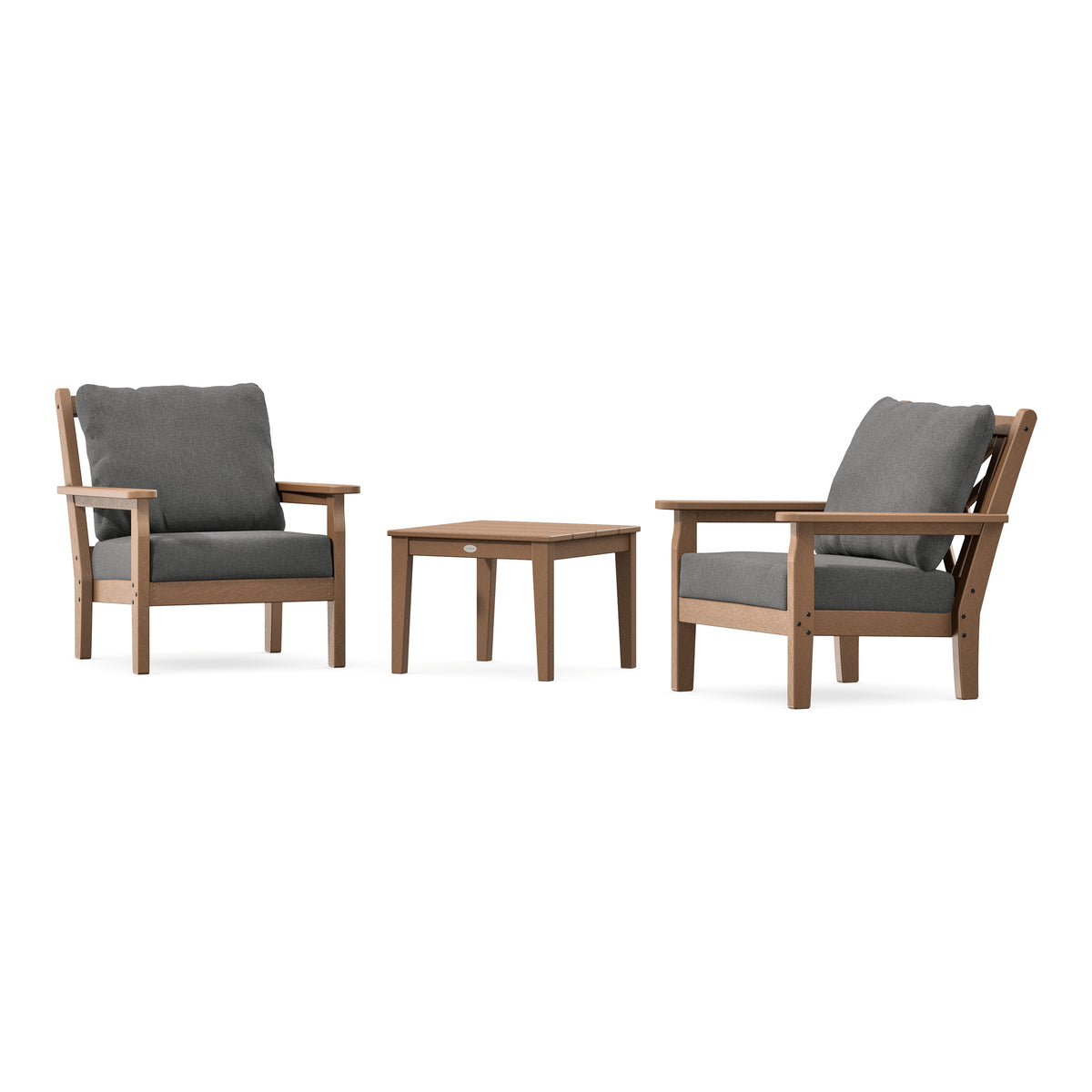 POLYWOOD Chippendale 3-Piece Deep Seating Set in Teak
