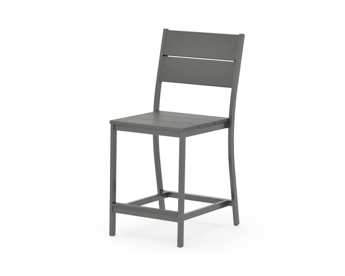 POLYWOOD Main Street Counter Side Chair in Charcoal / Slate Grey