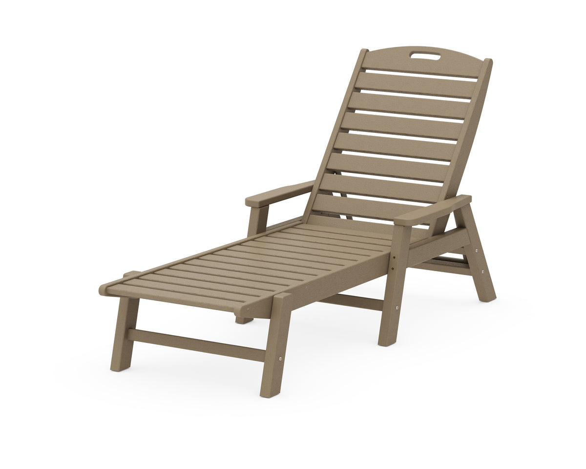 POLYWOOD Nautical Chaise with Arms in Vintage Sahara