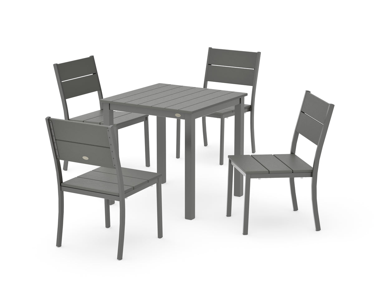 POLYWOOD Main Street 5-Piece Square Dining Set- Small in Charcoal / Slate Grey