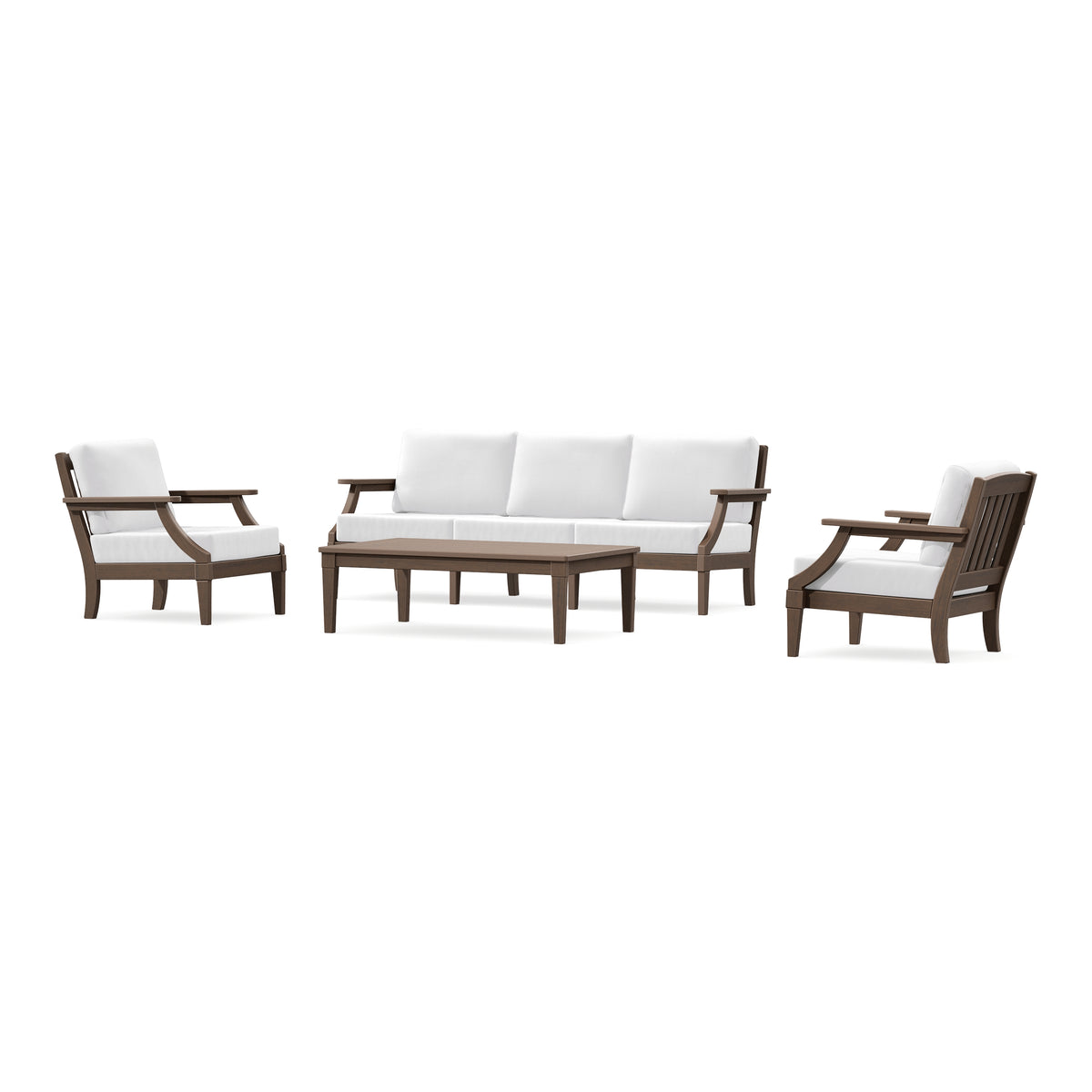 POLYWOOD PW Designer Series Estate 4-Piece Lounge Sofa Set in Kona / Natural