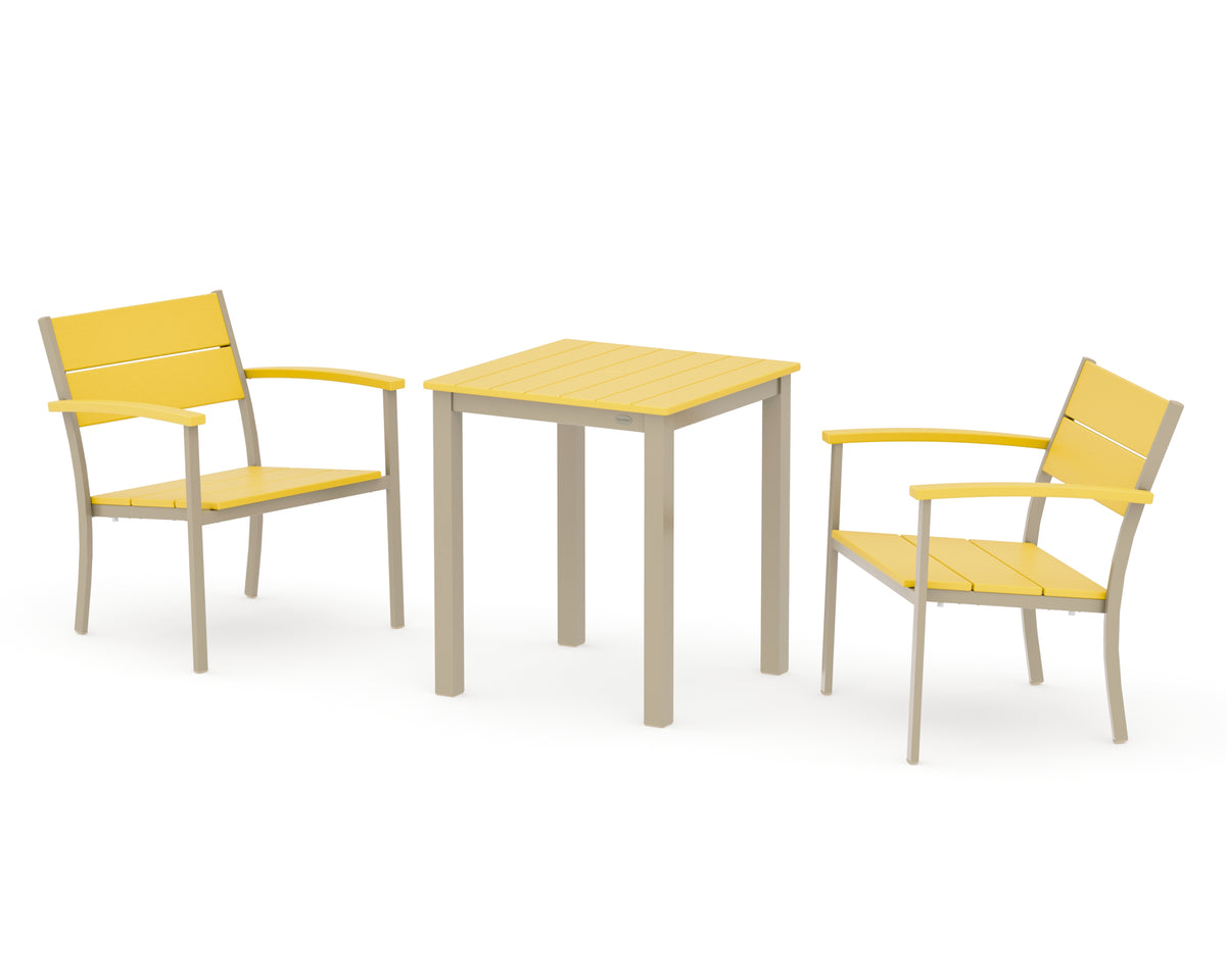 POLYWOOD Main Street 3-Piece Square Dining Set in Sand / Lemon