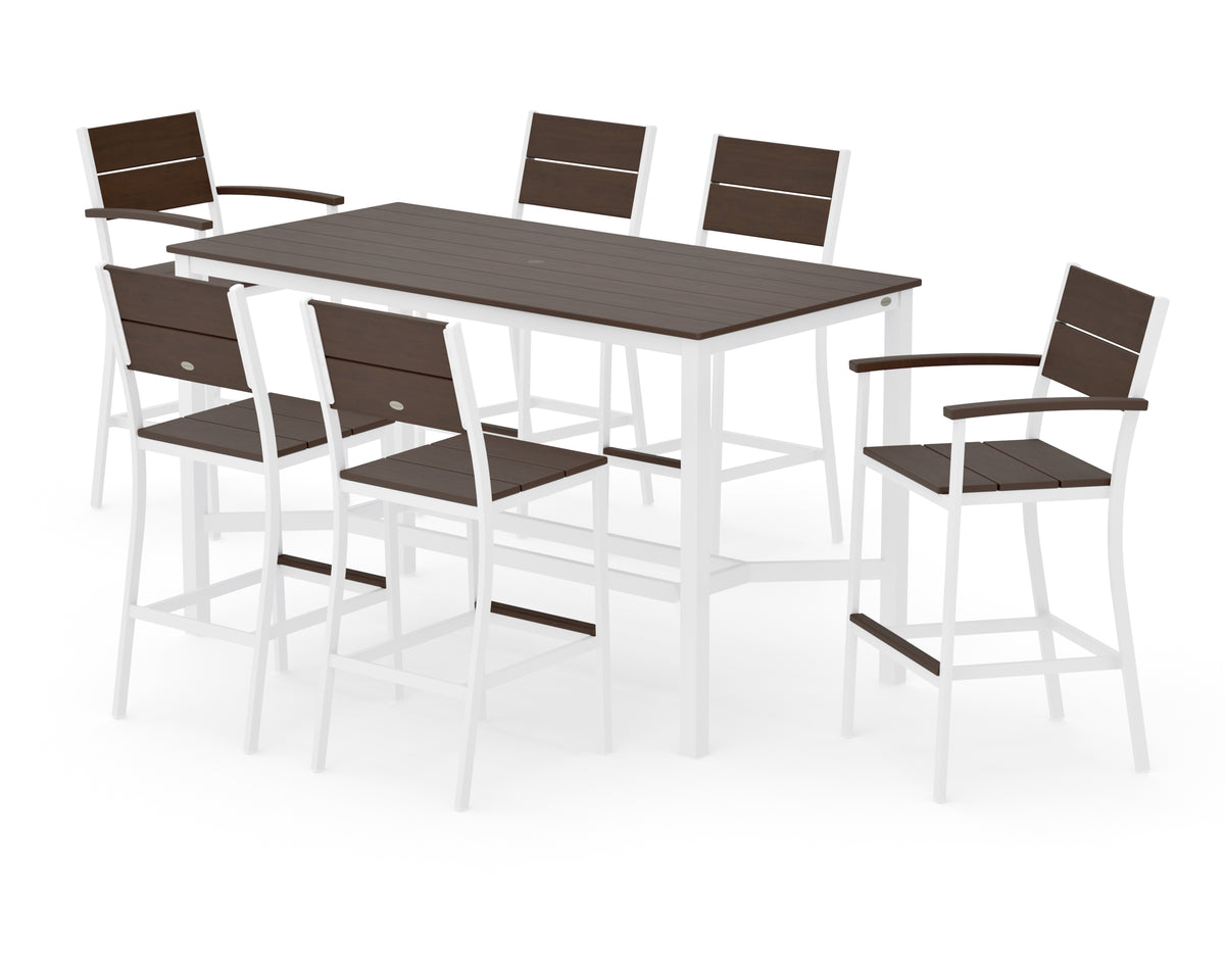 POLYWOOD Main Street 7-Piece Bar Set in White / Kona