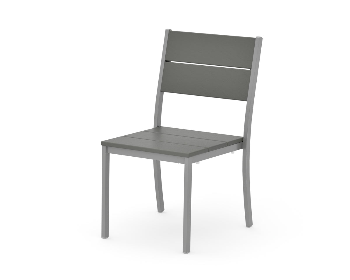 POLYWOOD Main Street Stacking Dining Side Chair in Silver / Slate Grey