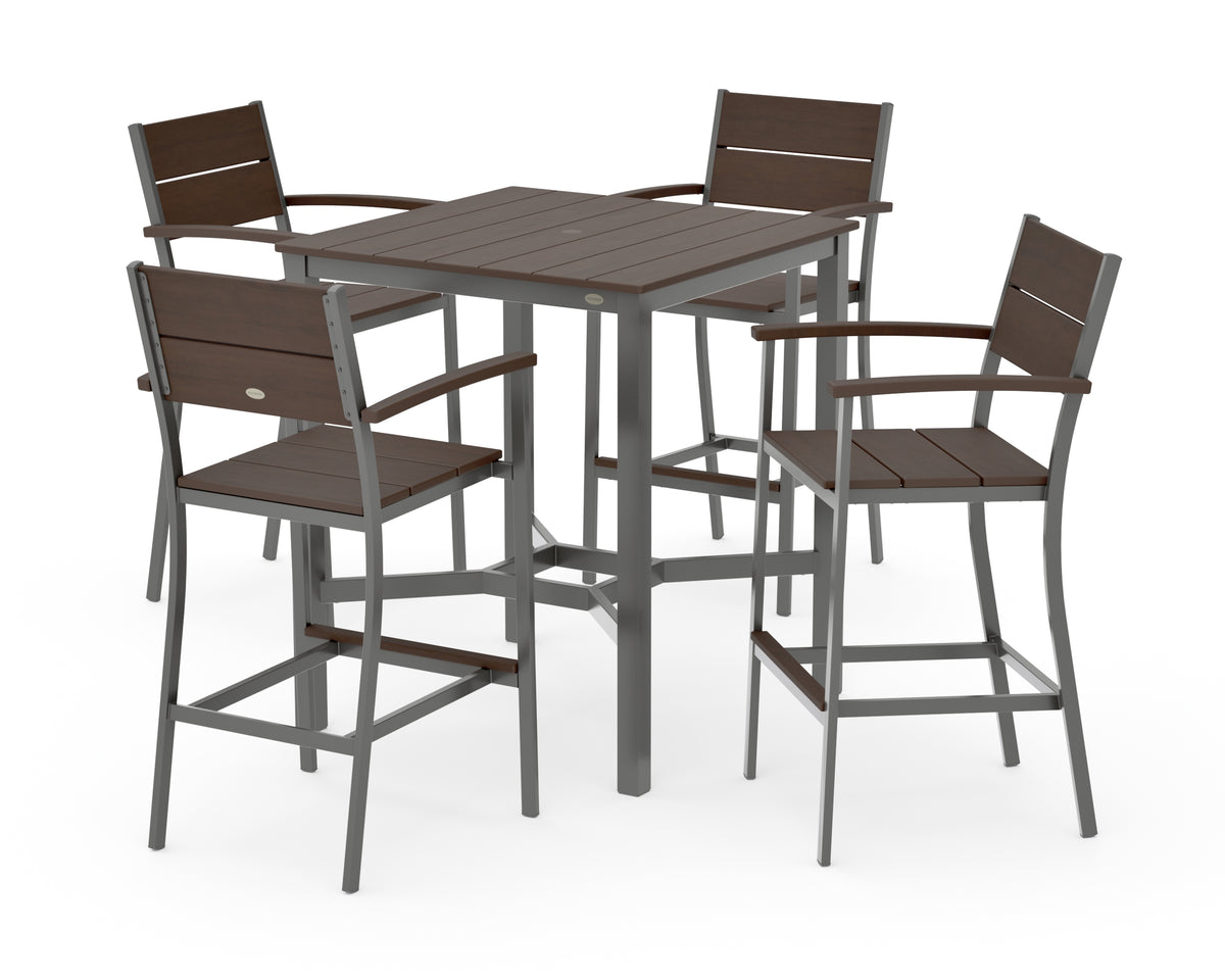 POLYWOOD Main Street 5-Piece Bar Set in Charcoal / Kona