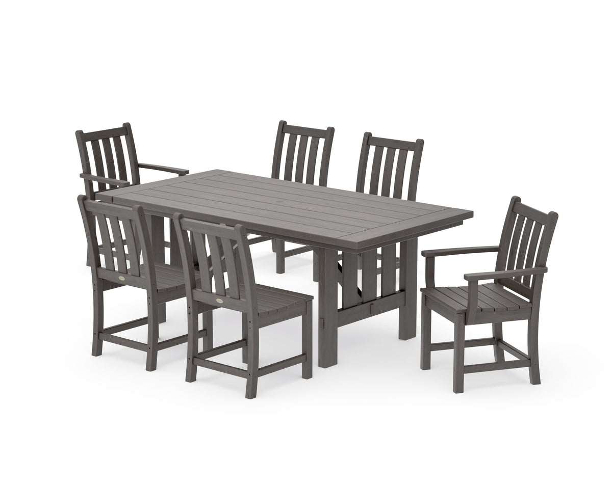 POLYWOOD Traditional Garden 7-Piece Dining Set with Mission Table in Driftwood