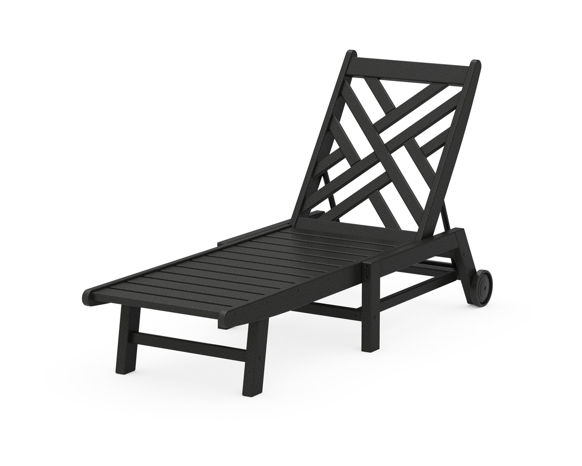 POLYWOOD Chippendale Chaise with Wheels in Black