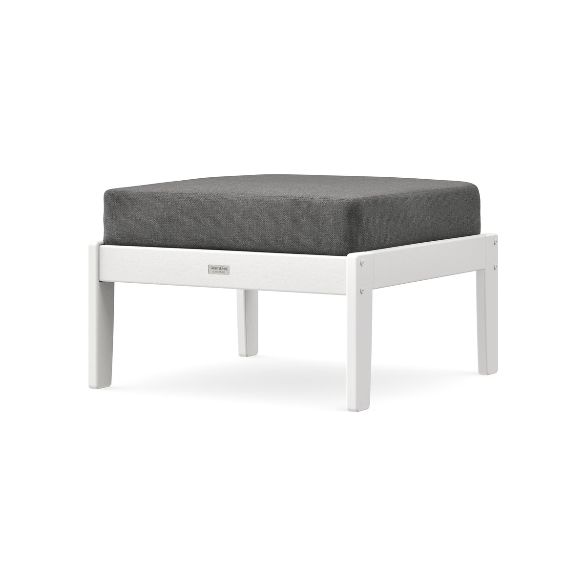 POLYWOOD Cottage Deep Seating Ottoman in White / Ash Charcoal