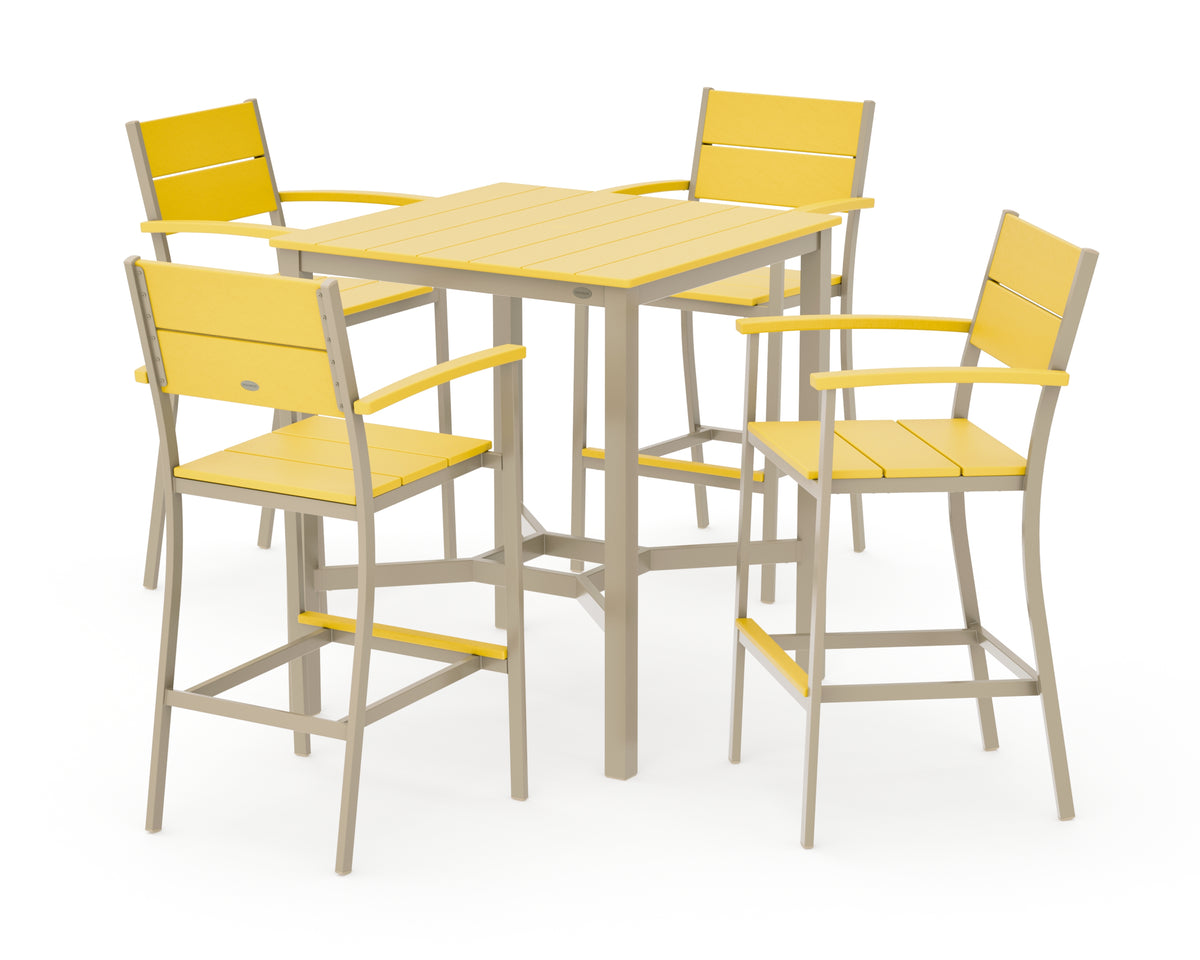 POLYWOOD Main Street 5-Piece Bar Set in Sand / Lemon