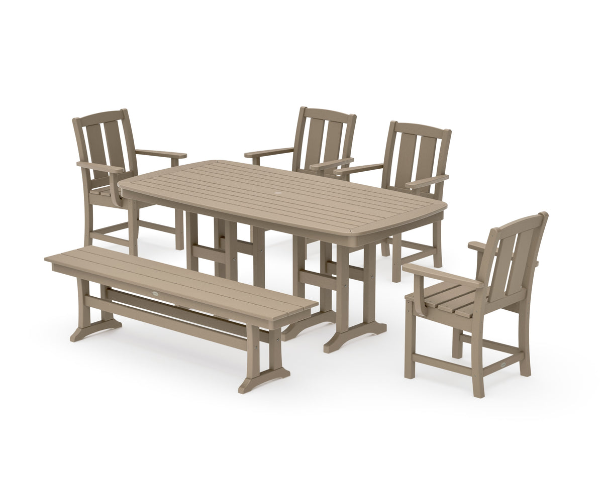 POLYWOOD Mission 6-Piece Dining Set with Bench in Vintage Sahara