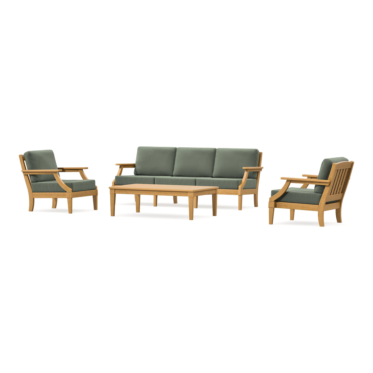 POLYWOOD PW Designer Series Estate 4-Piece Lounge Sofa Set in Natural / Cast Sage
