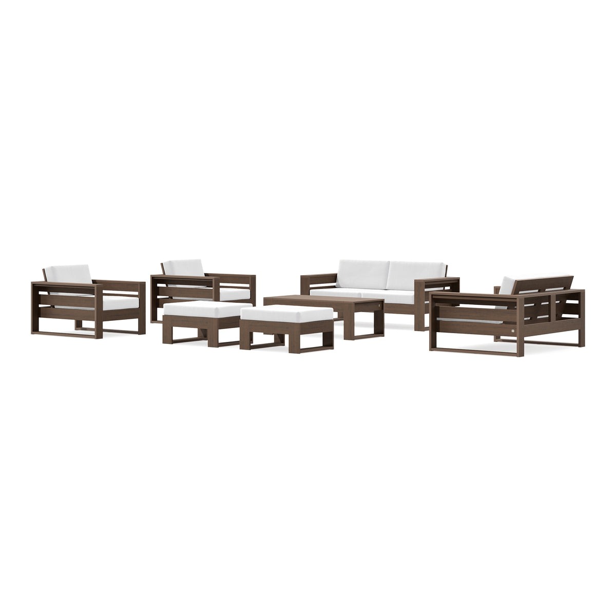 POLYWOOD PW Designer Series Latitude 7-Piece Lounge Loveseat Set in Kona / Natural