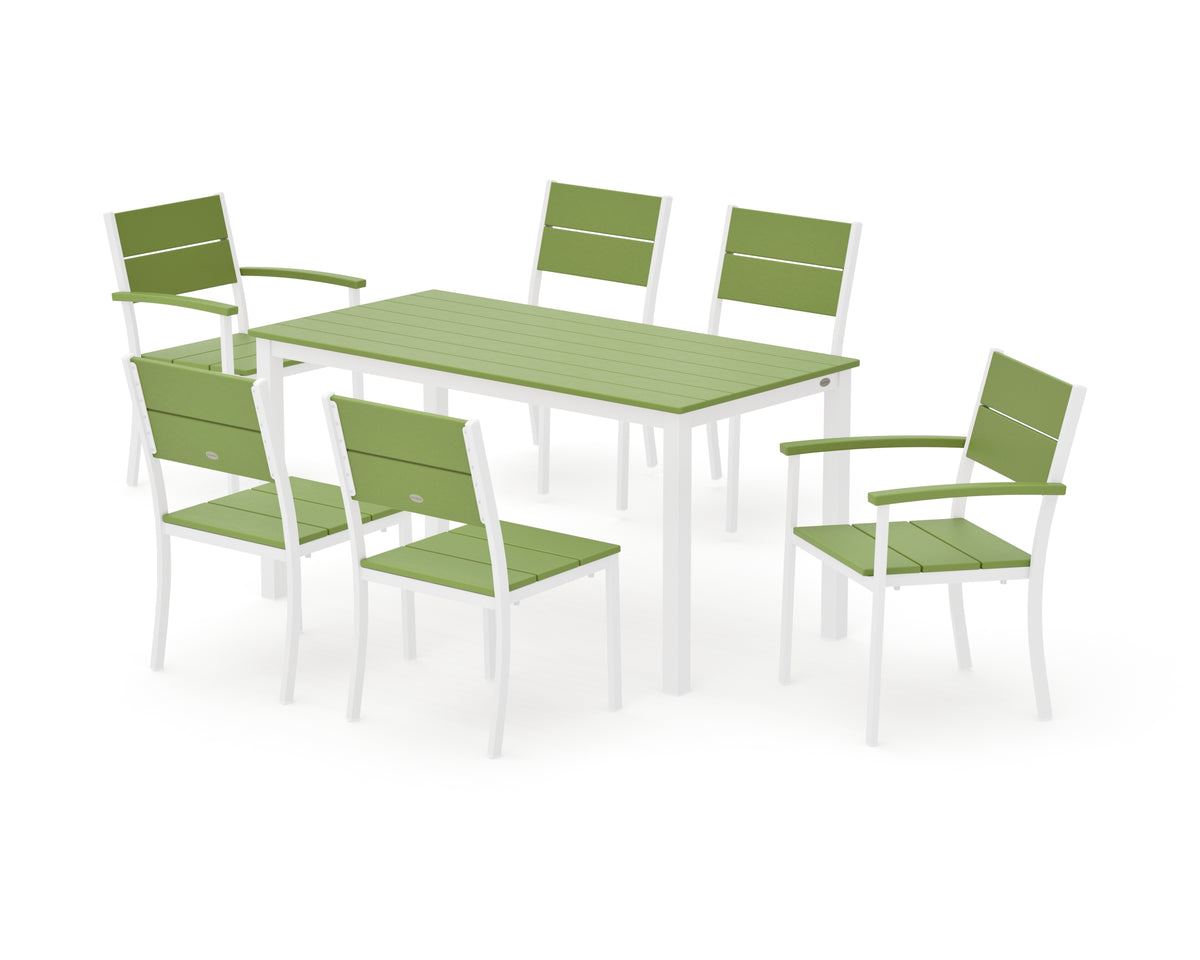 POLYWOOD Main Street 7-Piece Dining Set with Main Street 30 x 60 Dining Table in White / Lime