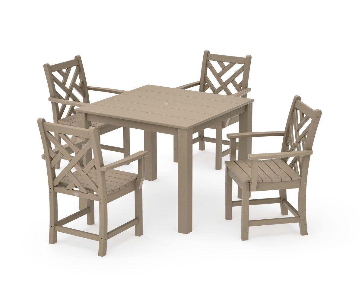POLYWOOD Chippendale 5-Piece Parsons Dining Set in Vintage Sahara