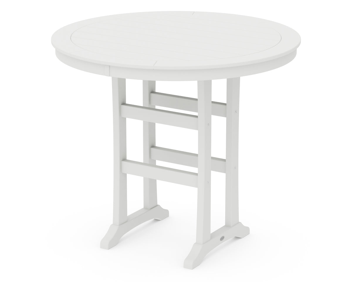 POLYWOOD Nautical Trestle 48" Round Bar Table in White